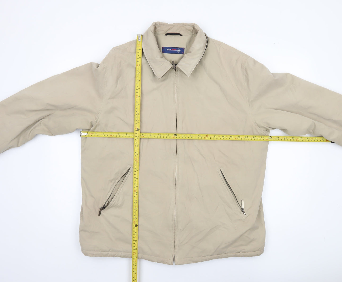 West Rock Men's Beige L Basic Jacket Full Zip Lined Casual Outdoor