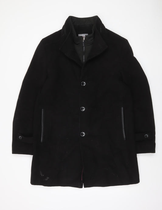 WEIS Men's Black Regular Fit Mid-Length Overcoat Size 50
