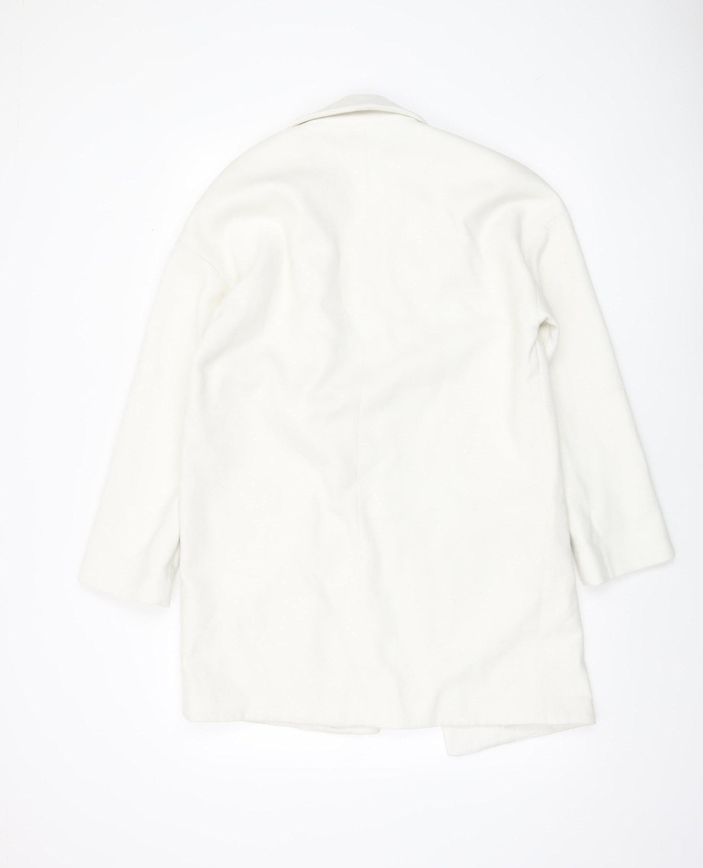 River Island Women’s White Mid-Length Open Front Coat Size 8