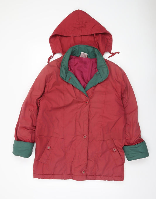 Casual Woman Red Hooded Puffer Jacket Size 10 Women’s Mid-Length