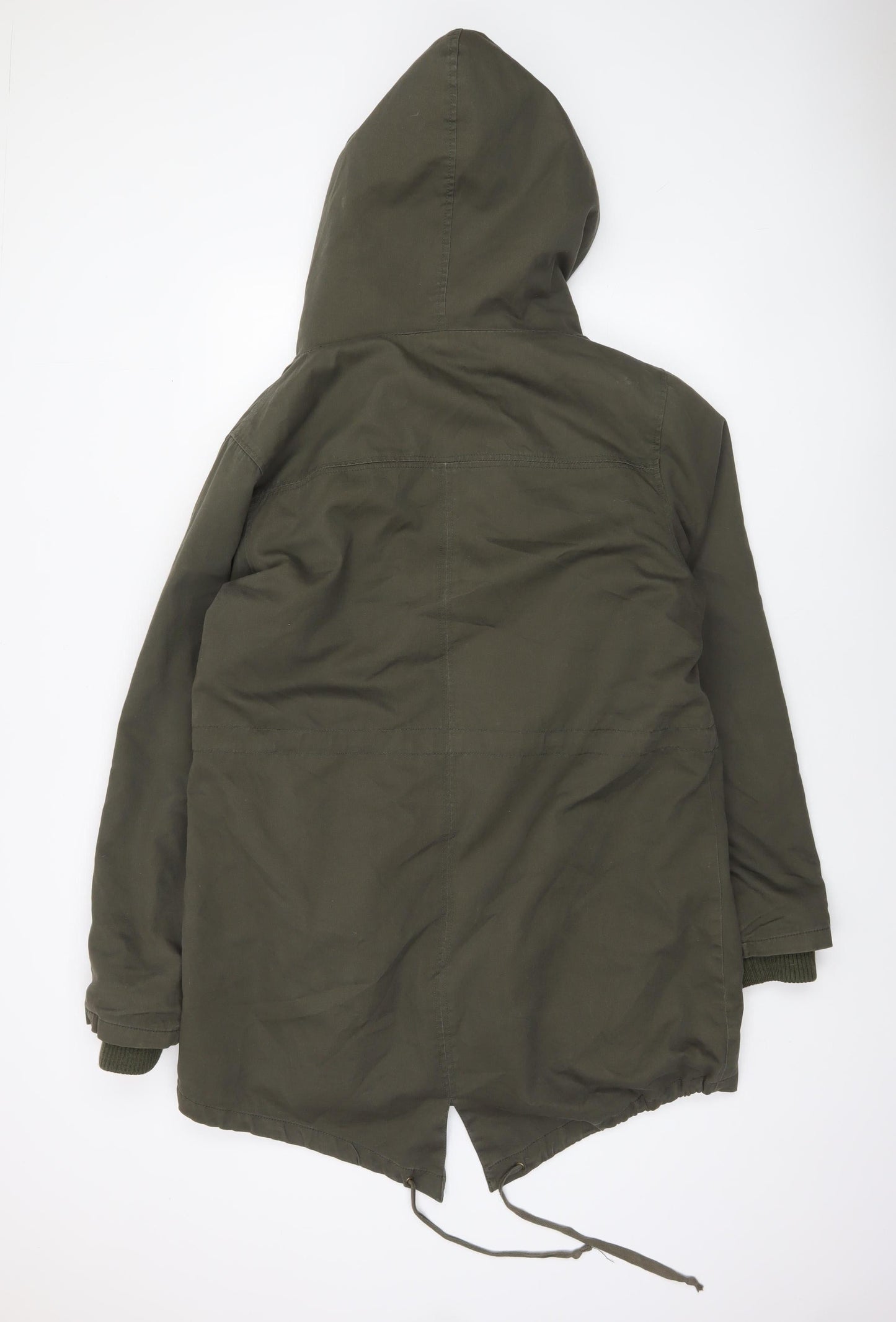 I Love 2 Love Women's Green Cotton Fur Trim Parka Coat Size M