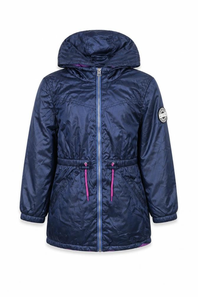 Next Girls Blue Hooded Parka Coat 7 Years Full Zip Lined Elastic Waist