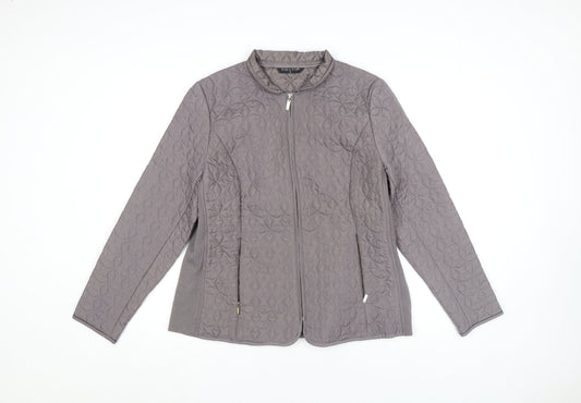 VIZ A VIZ Womens Grey Quilted Full Zip Jacket Size M
