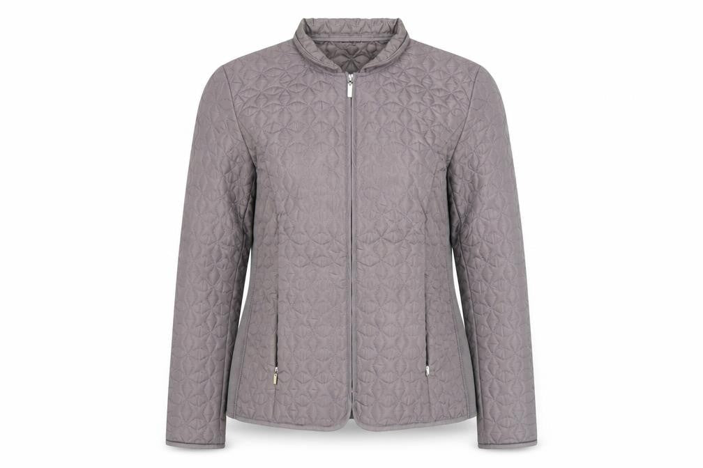 VIZ A VIZ Womens Grey Quilted Full Zip Jacket Size M