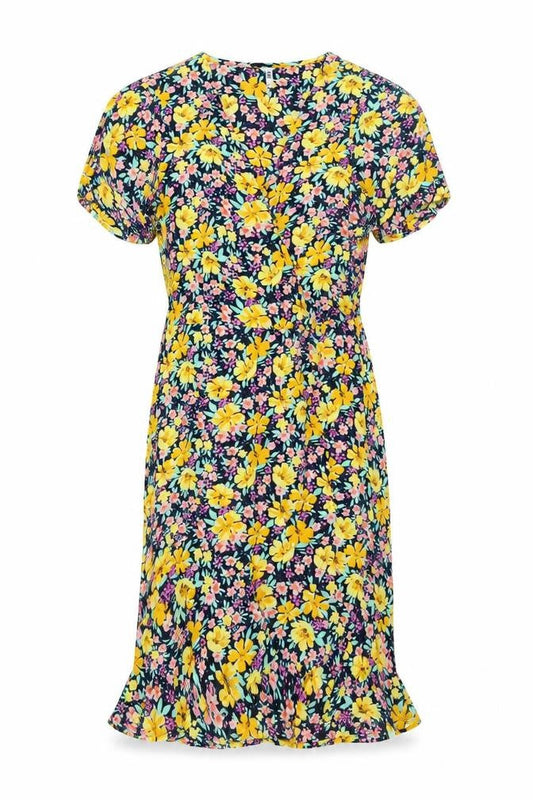 JDY Womens Multicoloured Floral Wrap Dress XS Short Sleeve Spring Summer