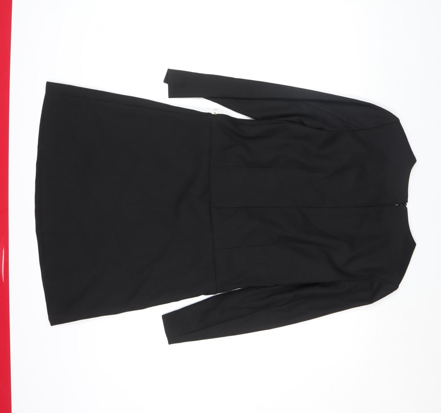 MOS MOSH Women's Black Knee Length Shift Dress Size M Long Sleeve Zip Detail