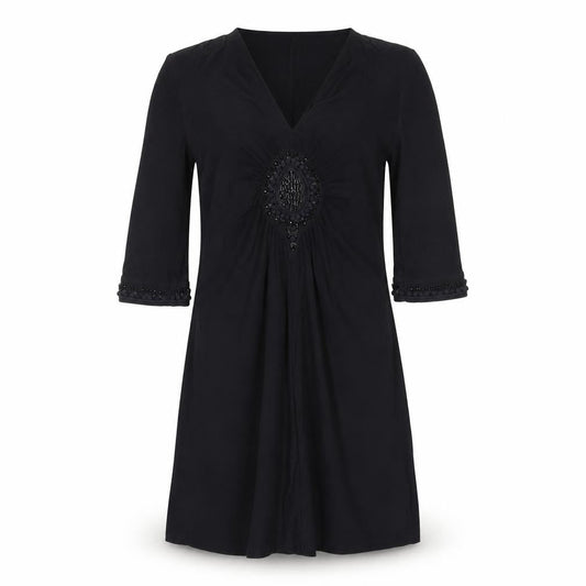 Marc Cain Women’s Black Beaded Shift Dress Size 10 Viscose
