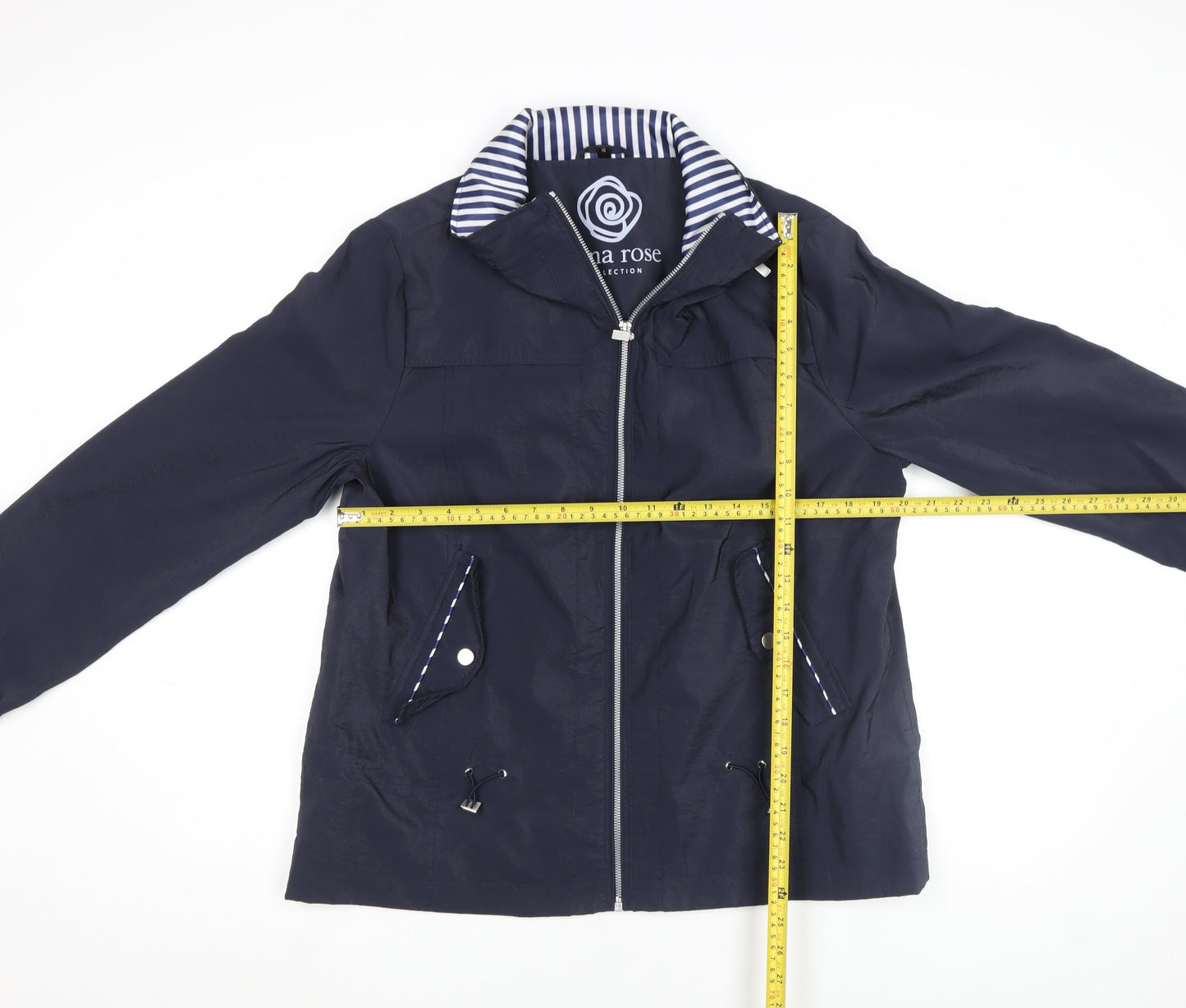 Anna Rose Womens Blue Size 14 Lightweight Nautical Zip Jacket