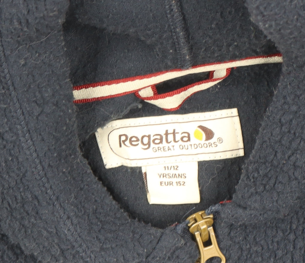Regatta Boys Blue Fleece Hooded Zip Jacket 11-12 Years Hiking Outdoor