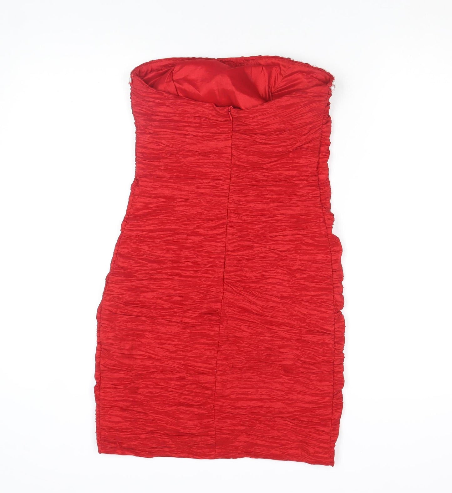 Nazz Collection Women Red Halter Beaded Bodycon Dress Size 16
