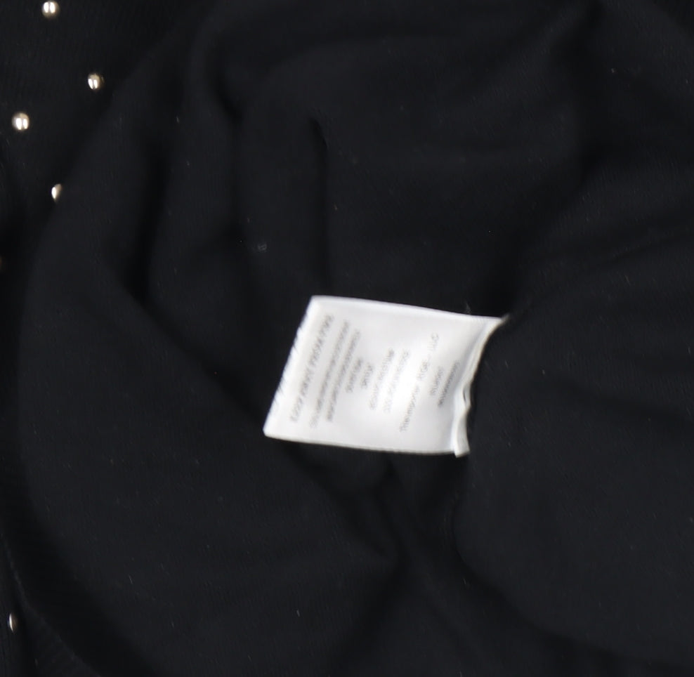 Quiz Women’s Black Beaded Cold Shoulder Roll Neck Knit Top Size S