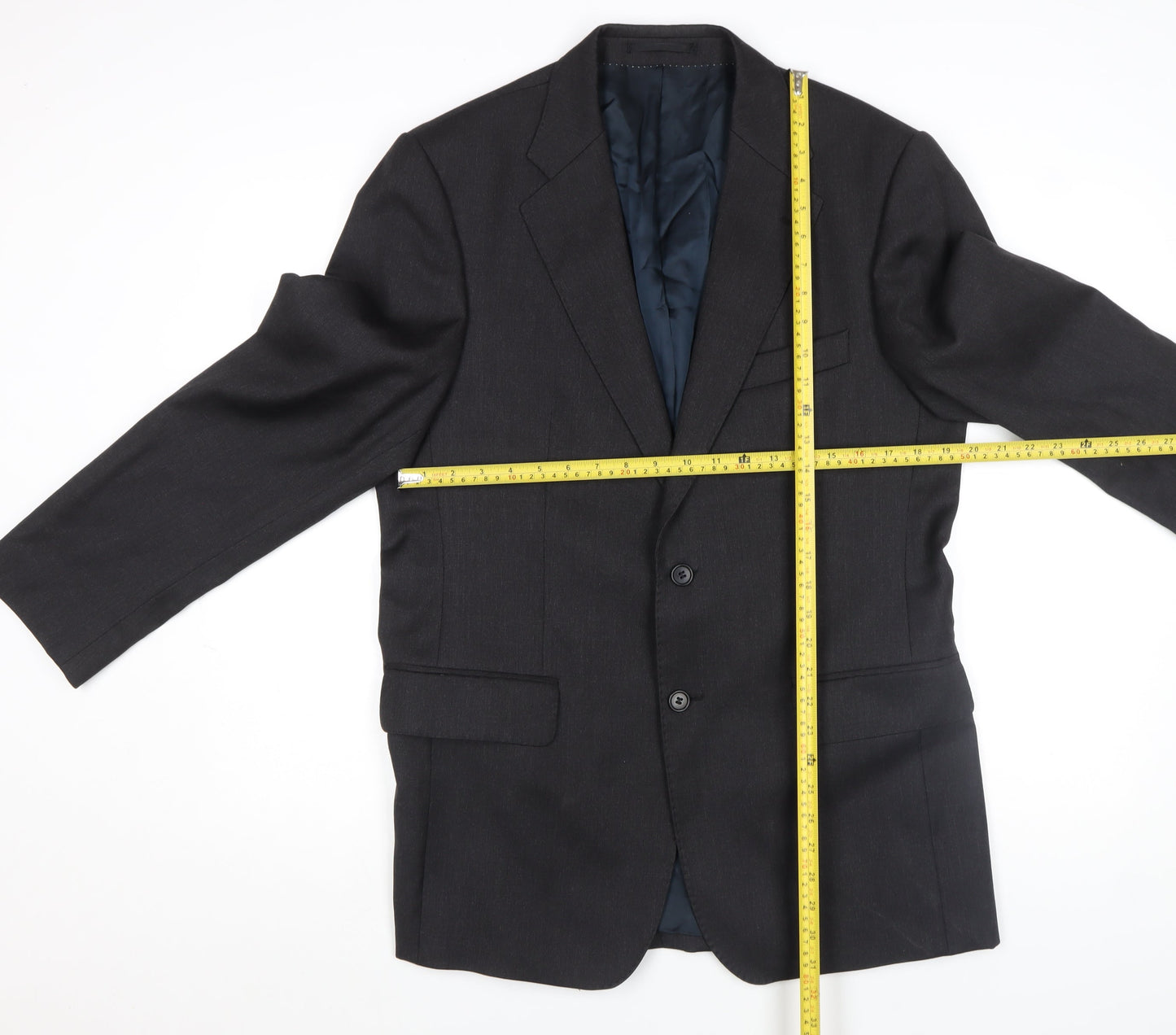 Magee Men's Black Wool Blazer 48 Regular Two Button Classic Jacket