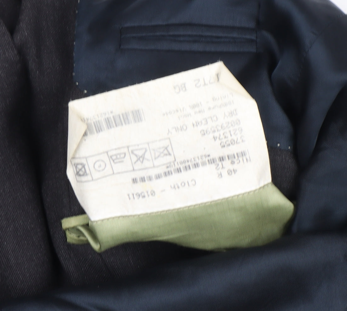 Magee Men's Black Wool Blazer 48 Regular Two Button Classic Jacket