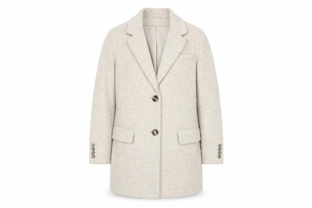 H&M Women Beige Wool Blend Long Overcoat Size S