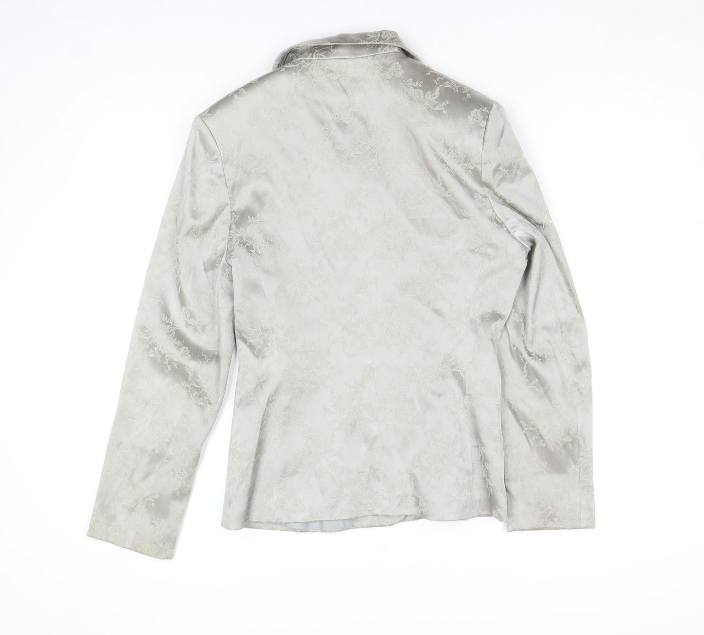 George Womens Silver Floral Blazer Size 12 Jacket Classic Formal
