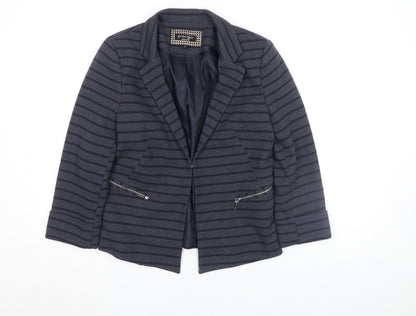 Additional front view of Principles by Ben de Lisi Women's Blue Striped Blazer, size 10