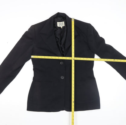Oasis Women Black Regular Fit Two-Button Blazer Jacket Size M