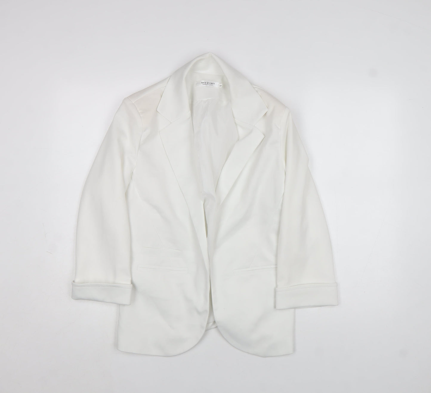 FACE & FACE Women's White Slim Fit 3/4 Sleeve Blazer Suit Set S
