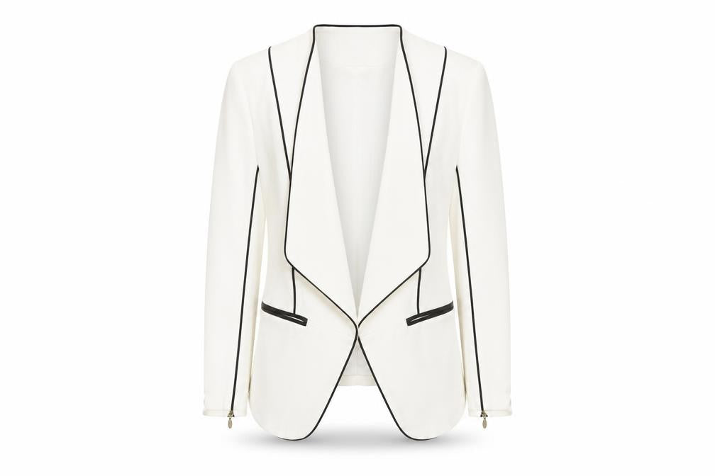 H&M Women Ivory Blazer Size 6 Shawl Lapel Tailored Jacket
