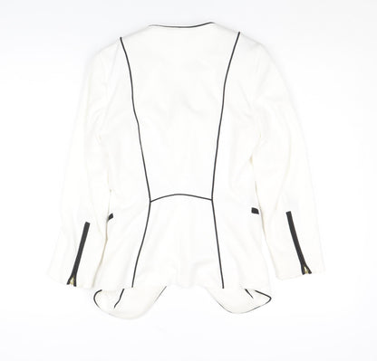 H&M Women Ivory Blazer Size 6 Shawl Lapel Tailored Jacket