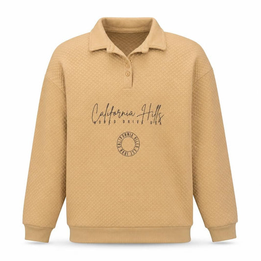River Island Men's Beige Henley Sweatshirt S Graphic California Hills