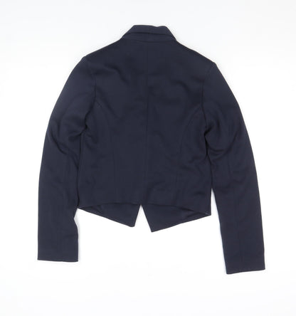 Close-up detail of Atmosphere Women's Blue Shawl Lapel Cropped Blazer, size 6