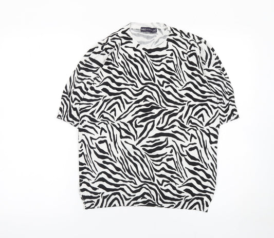 Marks and Spencer Womens Black Zebra Print Short Sleeve Jumper Size 12
