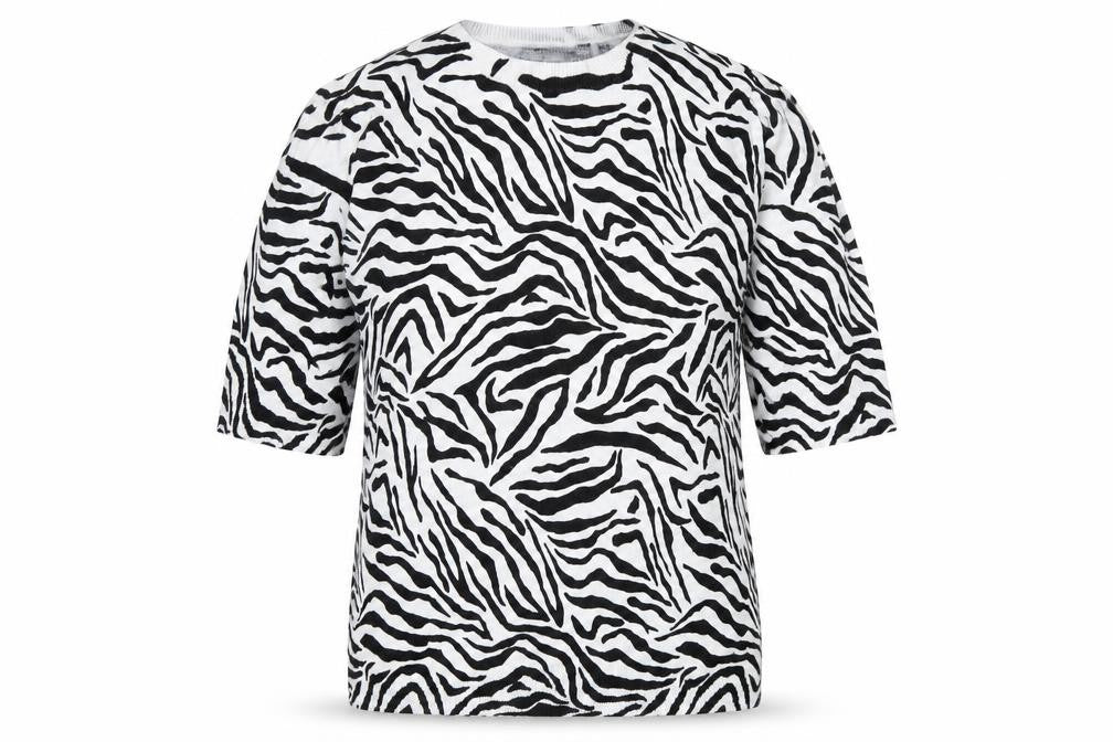 Marks & Spencer Womens Black Zebra Print Short Sleeve Jumper Size 12