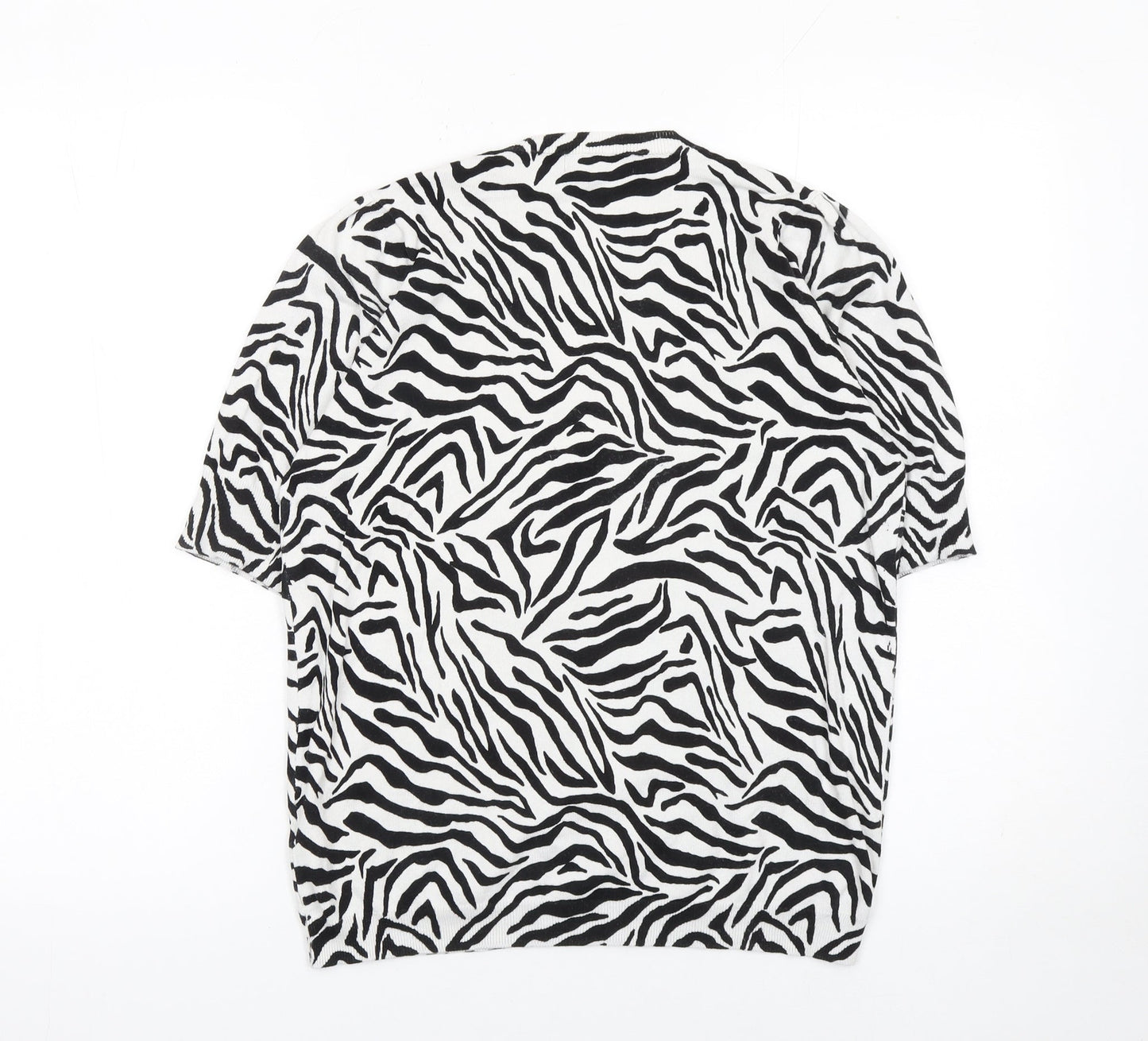 Marks and Spencer Womens Black Zebra Print Short Sleeve Jumper Size 12