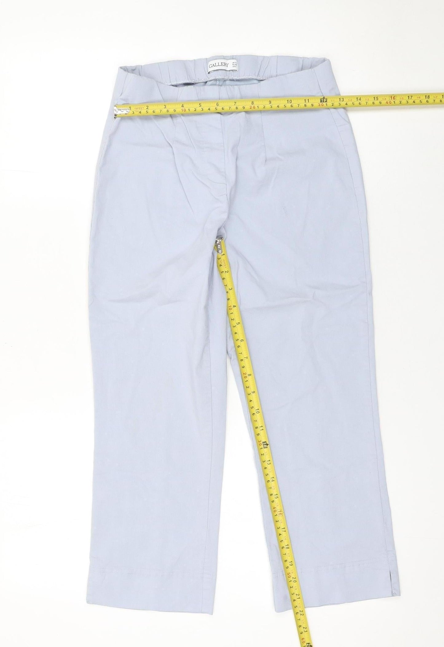 Gallery Women’s Light Blue Trousers UK 12 Viscose Blend Straight Leg