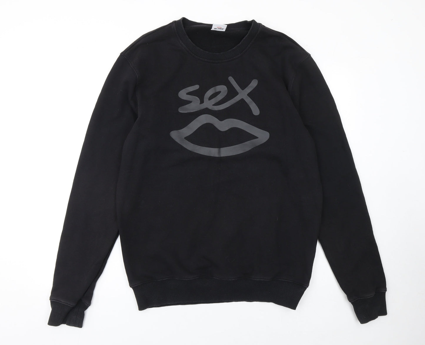 Sex Black Cotton Crew Neck Pullover Sweatshirt Women L