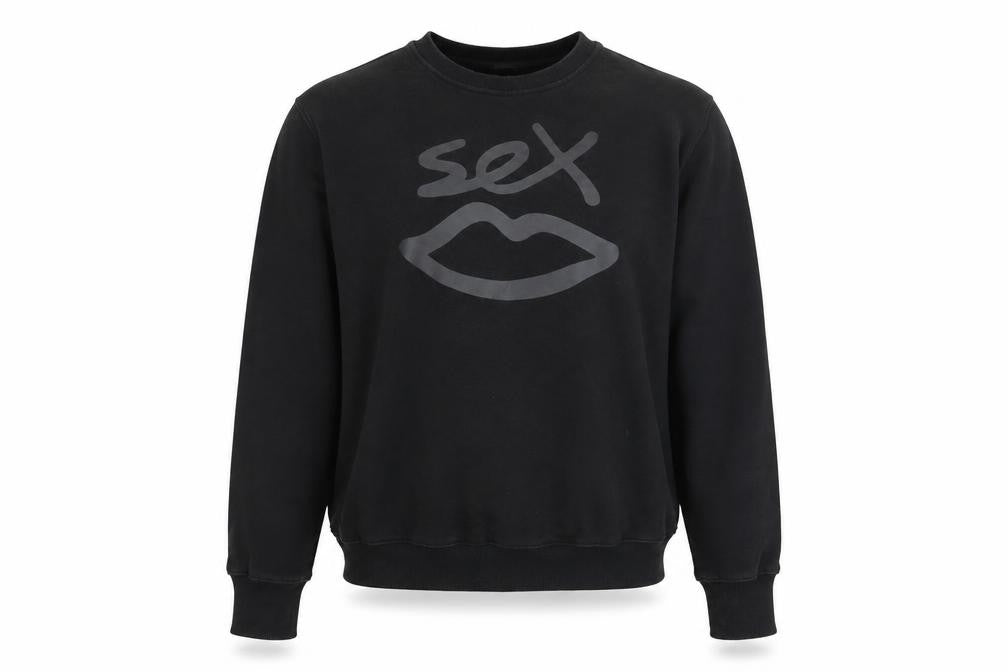 Sex Black Cotton Crew Neck Pullover Sweatshirt Women L