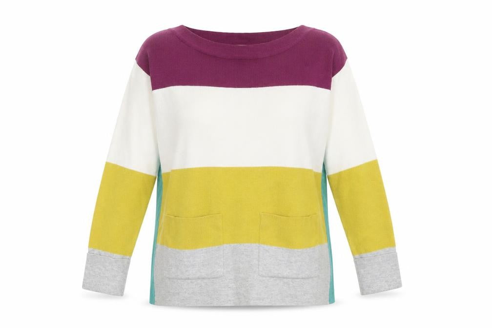 White Stuff Women's Multicoloured Striped Boat Neck Jumper Size 6