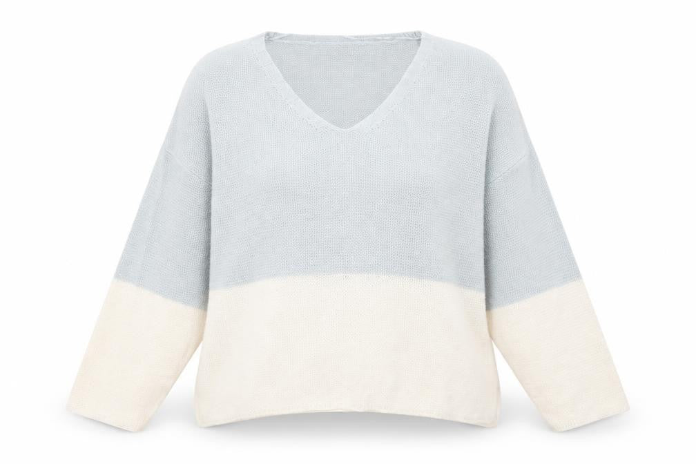 Pull&Bear Women’s Multicoloured Knit V-Neck Pullover Jumper Size L