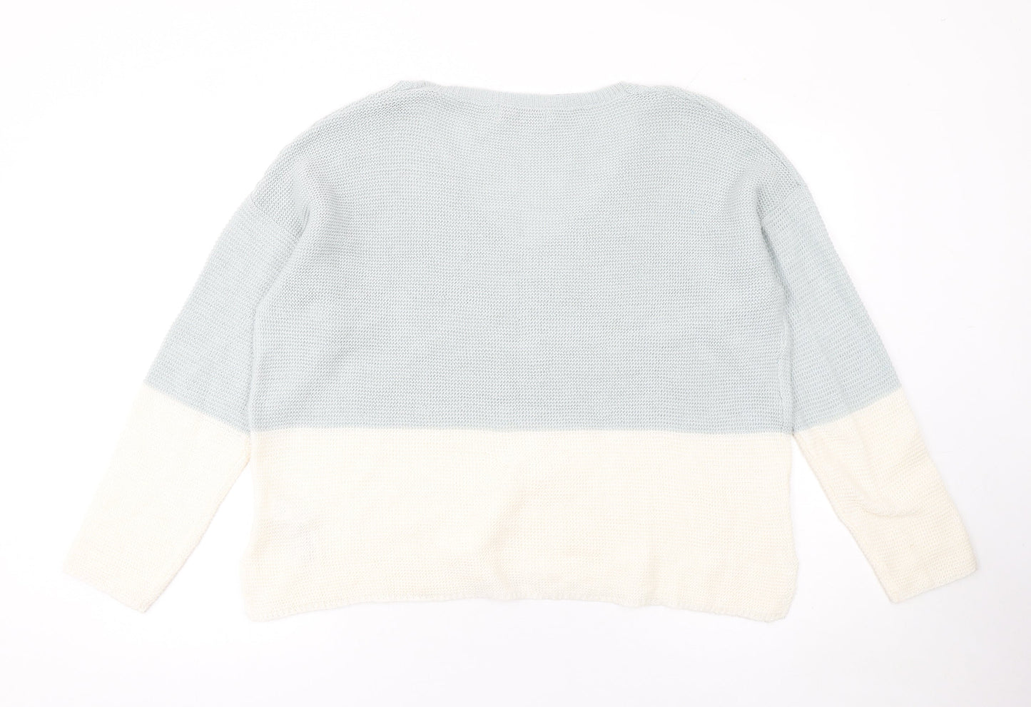 Pull&Bear Women’s Multicoloured Knit V-Neck Pullover Jumper Size L