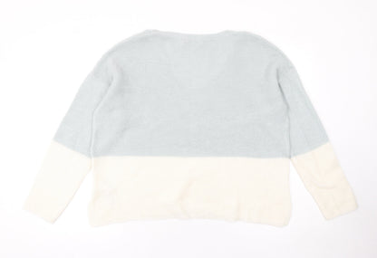 Pull&Bear Women’s Multicoloured Knit V-Neck Pullover Jumper Size L