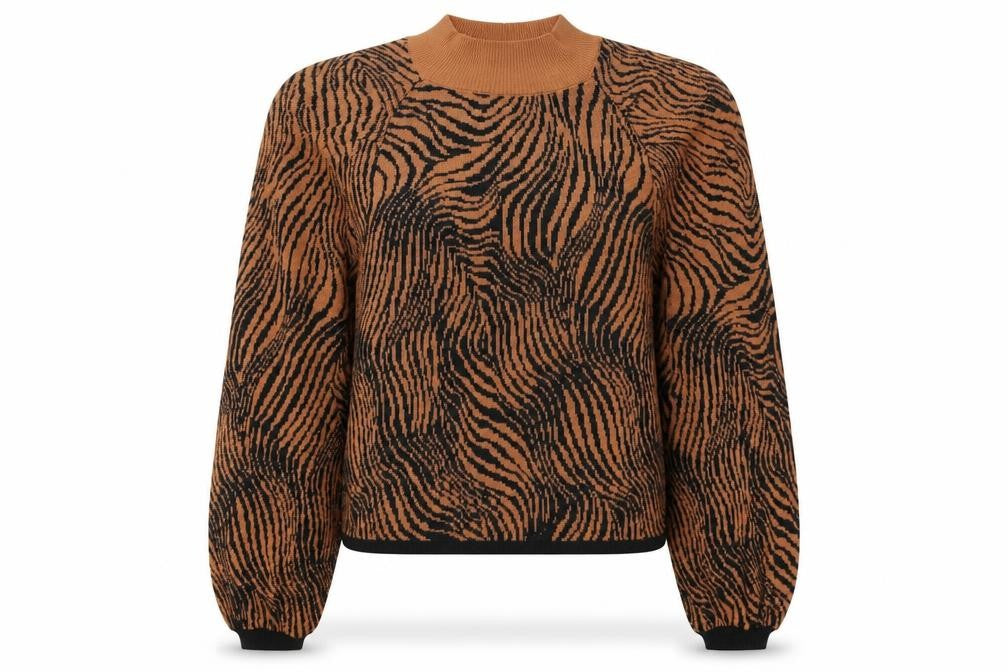ASOS Women Brown Animal Print High Neck Jumper Size 14