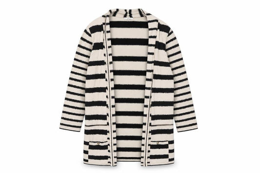 Country Casuals Women Beige Black Striped Knit Longline Cardigan XL