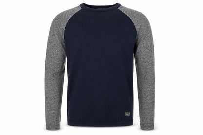Jack & Jones Men's Blue Grey Cotton Crew Neck Pullover Jumper Medium