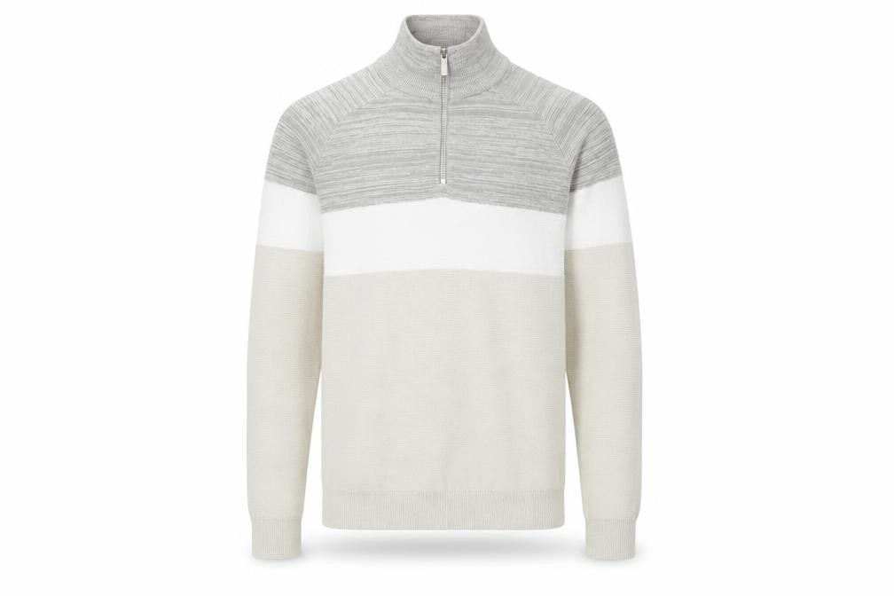 Primark Men's Beige Colour Block Cotton 1/2 Zip Jumper Small