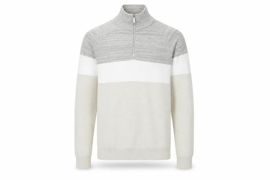 Primark Men's Beige Colour Block Cotton 1/2 Zip Jumper Small