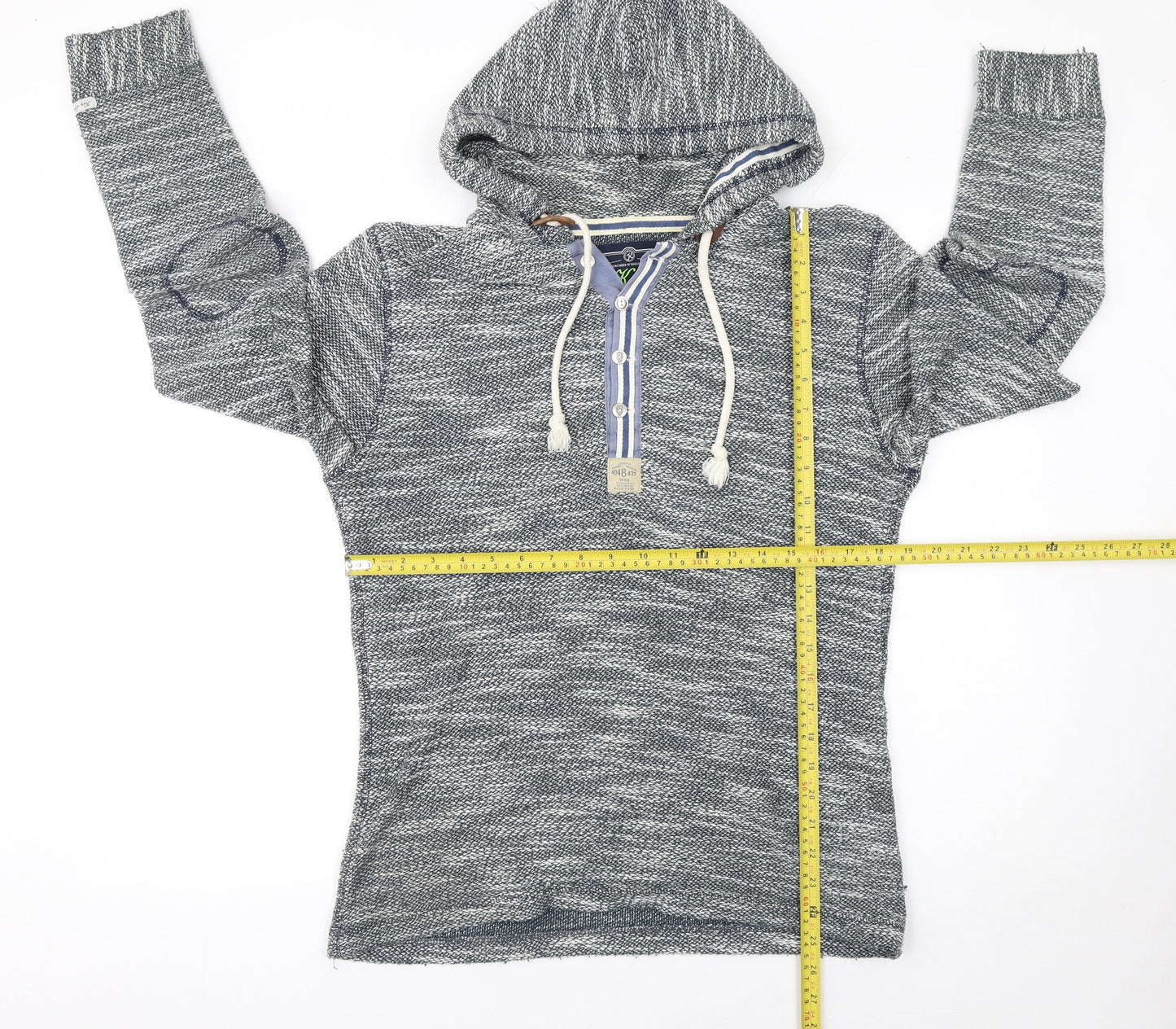 Key Largo Men's Grey Knit Henley Hoodie Size M