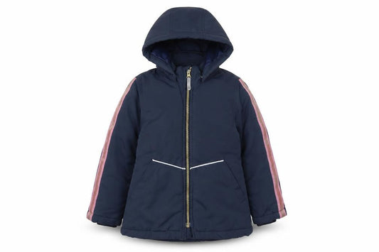 Front view of NAME IT girls’ blue hooded puffer jacket 6 years polyester lined winter coat