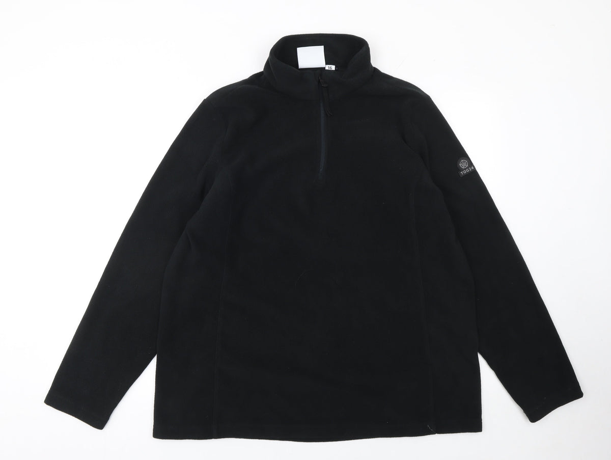 TOG24 Womens Black Fleece 1/2 Zip Mid-Length Active Jacket Size 16