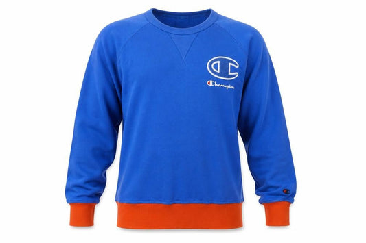 Champion Men's Blue Pullover Sweatshirt L Crew Neck Cotton