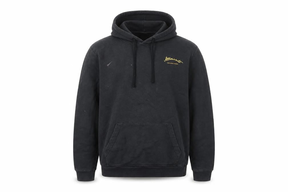 AllSaints Men's Black Pullover Hoodie Large Logo Cotton