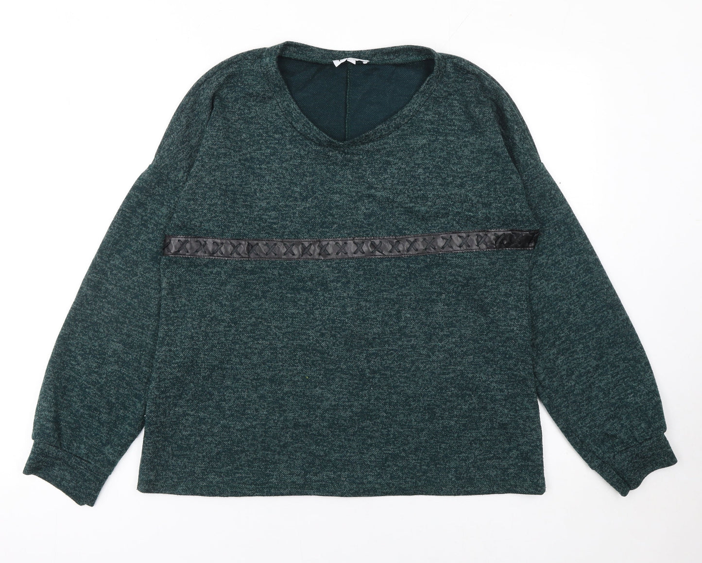 Co&Co Women’s Green V-Neck Long Sleeve Knit Jumper L