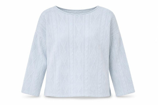 Bonmarché Women Blue Cable-Knit Crew Neck Jumper Size 14