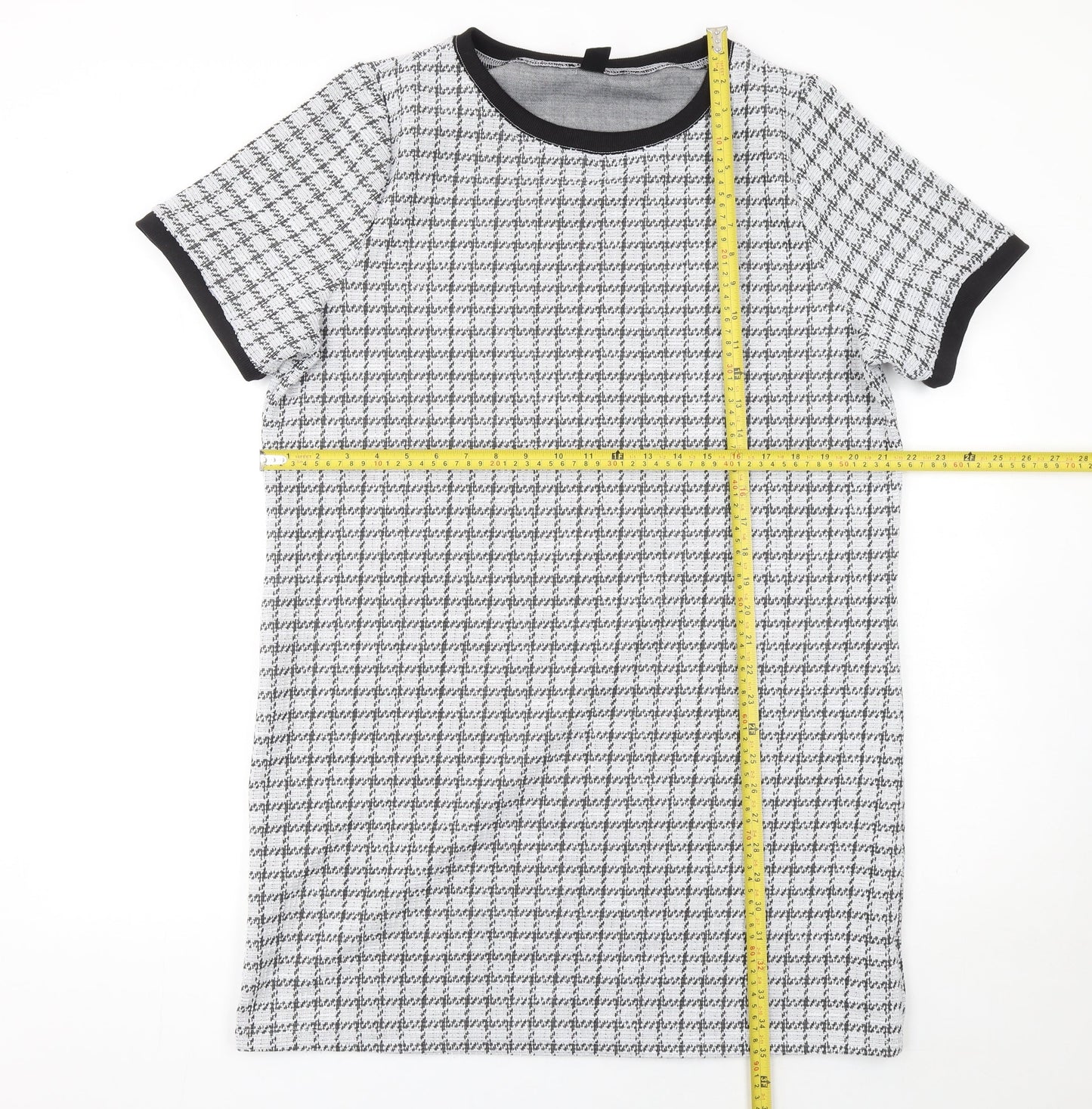 Dazy Women Grey Check Short Sleeve T-Shirt Dress 2XL