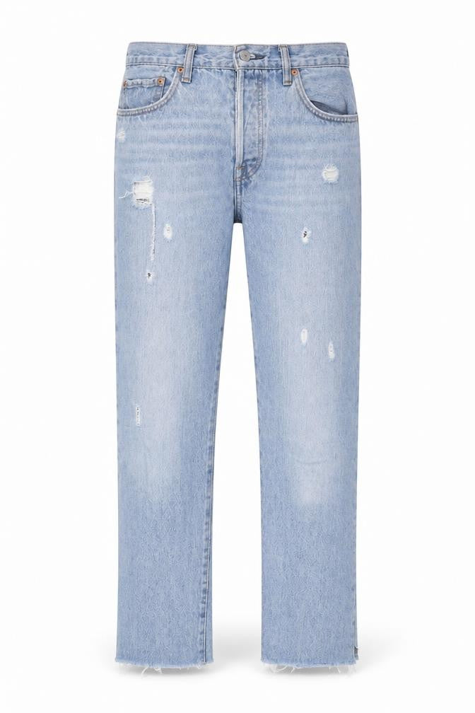 Levi's Premium Men's Blue Light Wash Distressed Straight Jeans W27 L28